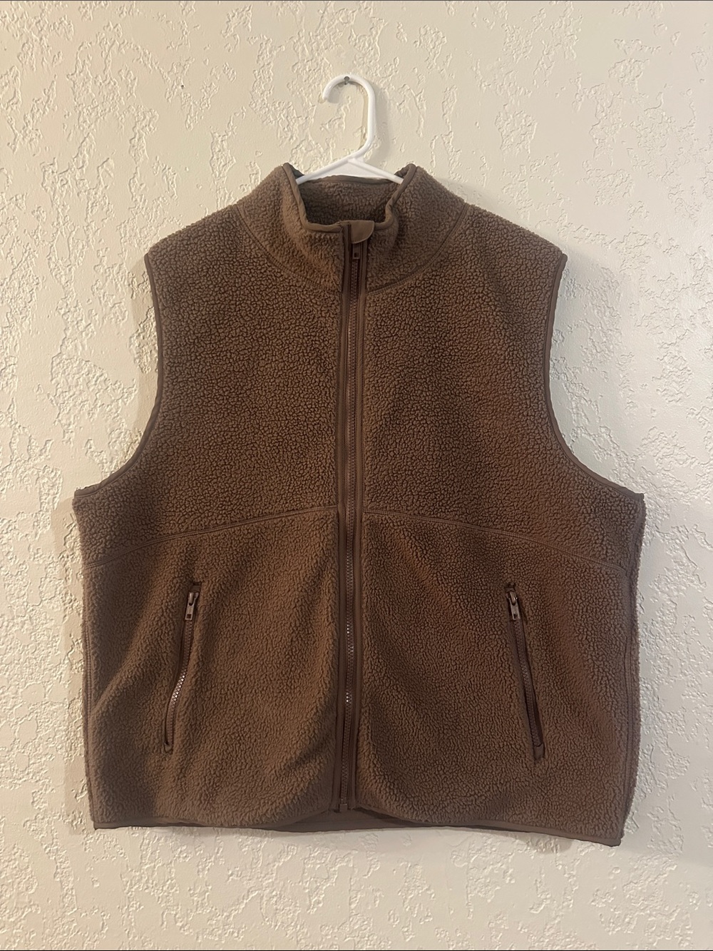 SO Brown Sherpa Fleece Zip Vest